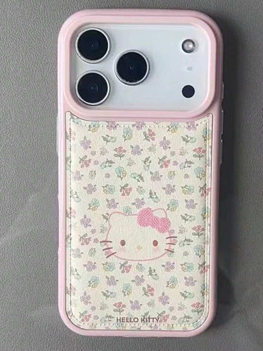 SANRIO 新款ins风花卉卡通可爱猫咪手机壳，兼容 17/12 Pro Max，新款16寸手机壳，15寸Pro防摔保护套，14寸蝴蝶结皮革13寸超时尚 - 彩色 - 查看 1