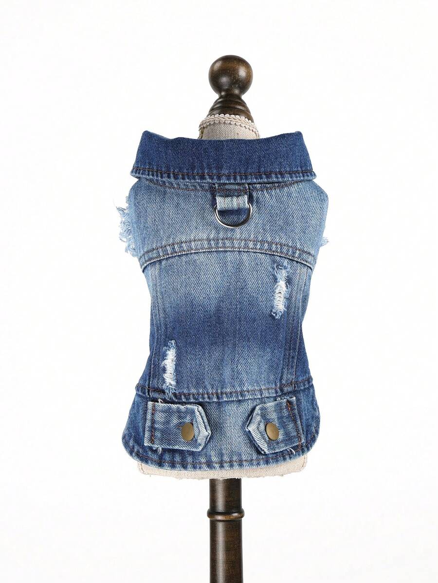 1pc Pet Jacket Coat, Dirt-Resistant Durable Fashionable Small Dog Clothes - Cool Jacket - Blue - Blue - View 1