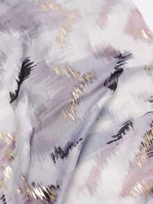 金箔条纹印花围巾，新款波西米亚风围巾，透气时尚流苏披肩，优雅风格，女士防晒假日旅行围巾 - 彩色 - 查看 4