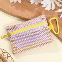 Mini Mesh Zipper Bag Cosmetic Pouch, Available In Multiple Colors, Convenient Coin Purse Key Holder Card Case Lipstick Bag Make Up Bag - Multicolor - View 21