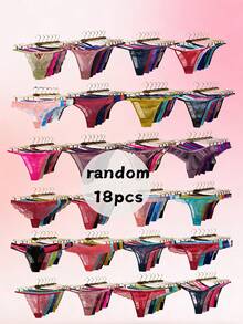 18pcs/Pack Randomly Assorted Low Rise Lace Sexy Comfortable Tanga Thongs For Women - Multicolor - View 5