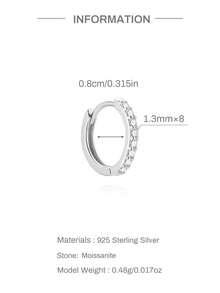 奢华 D-VVS1 莫桑石耳环，925 纯银镀 18K 白金，低过敏性，男女皆宜，婚礼珠宝礼品 - 銀色 - 查看 12