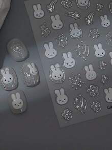 1 Miếng Dán Móng Tay Hình Thỏ 3D Vàng & Bạc Dễ Thương Hiện Đại Và Tối Giản Chất Lượng Cao Dùng Để Trang Trí Móng Tay - Nhiều màu - Xem 7