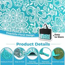 Pauwer Outdoor Rug Waterproof, Reversible Plastic Straw Rug RV Camping Rug, Indoor Outdoor Patio Mat, Outside Carpet For Porch,Deck,Camper,Balcony,Backyard,Picnic - Hoa/Xanh lam - Xem 3