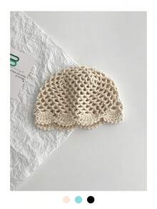 Hand-Knitted Floral Hollow-Out Beanie, Women's Lightweight Breathable Crochet Slouchy Boho Beanie Hat, Spring/Summer Thin Versatile Knitted Cap - Multicolor - View 15