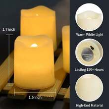 6/12/24pcs Warm Color Flameless LED Candles, Battery Powered, Realistic Candle Appearance, Warm White Light, Suitable For Wedding, Christmas, Romantic Candlelight Dinner, Valentine's Day Decoration - Big Tea Wax - View 11