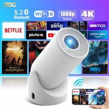 AOC Mini Projector With WiFi And Bluetooth, Portable Full HD 4K Projector With 180° Rotation Adjustment, 8000 Lumens, 220 ANSI Lumens, Automatic Keystone Correction, Home Projector For Phone/Laptop - White - View 13