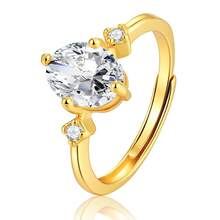 1 chiếc (Chất lượng cao) Nhẫn Niche Elegant đính đá Cubic Zirconia, thiết kế sang trọng, ít gây dị ứng, phù hợp đeo hàng ngày và trong các dịp cưới hỏi, quà tặng trang sức ngày Valentine. - Vàng - Xem 3