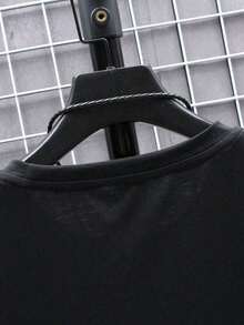 Men's Christmas Shirt (Plus Size) With Simple Letter Print, Round Neck And Short Sleeves - Casual Item - 黑色 - 查看 3