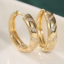 Elegant Luxury Multi-Row Cubic Zirconia Earrings, Classic Golden Elegant Earrings, Jewelry For Daily Wear, Dates And Parties - Gold - View 5