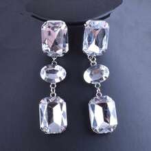 1 Pair Women's Geometric Crystal Earrings, Suitable For Daily Wear - Silver - View 3