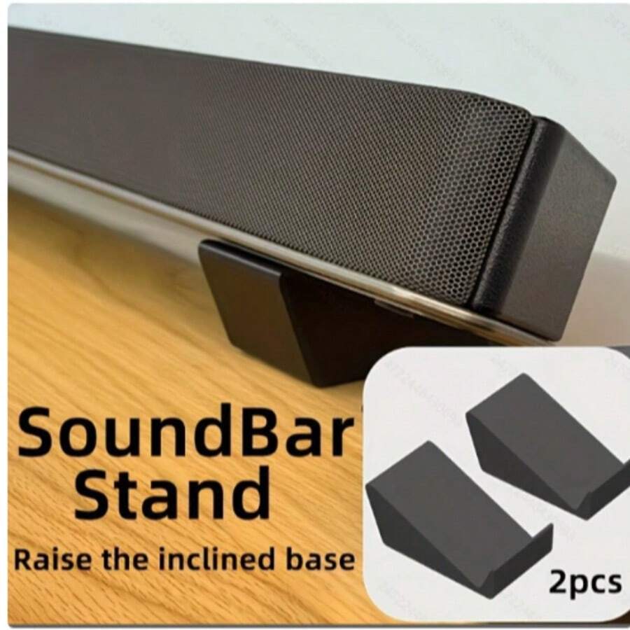 2pcs Black Universal Non-Slip Speaker Bar Bracket, Adjustable Tilt Angle, Suitable For Home Theater Sound Bar, Height Adjustable Speaker Bar Stand - View 1