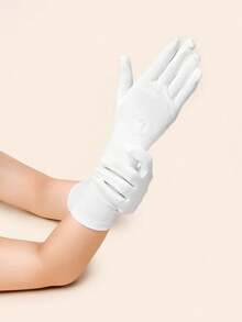 1 双女士蕾丝防晒手套，轻薄夏季骑行驾驶手套，防紫外线中长款新娘婚礼手套 - A - 查看 3