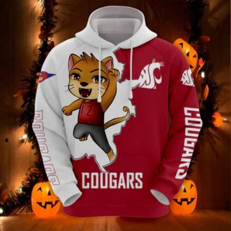 Washington State Cougars Hoodies Mascost Printed (2) - 彩色 - 查看 1