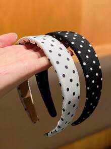 2pcs Polka Dot Casual Polyester Headbands, Women Hair Accessories, Gift Recommendation Hairband Hair Hoop - Multicolor - View 5