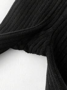 1pc Girl/ Spring & Autumn Leggings With Feet - Black - View 3