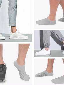 1/3/6 双装男士夏季透气吸湿跑步运动短袜 - 彩色 - 查看 2