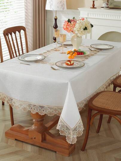 1 قطعة منشفة مائدة من قماش الساتان 100% بوليستر مزينة بدانتيل قابل للذوبان في الماء بلونين، بطراز أوروبي، لاستخدامها في المطبخ والمائدة والطاولات المربعة/المستديرة وطاولات المؤتمرات والخزائن وحوامل التلفزيون وطاولات القهوة والبلاسيمات، ديكور المنزل والمناسبات والأعياد وحفلات الفيلا والنزهات الخارجية، مناسبة لجميع المواسم، ديكور حفلات الزفاف والحدائق، متعددة الأحجام