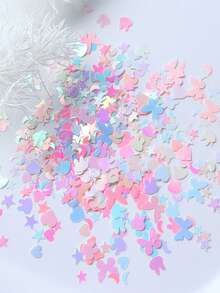 Lentejuelas con formas de sirena, mariposa, estrella, luna, conejo y corazón, adecuadas para rellenar resina epoxi, manualidades DIY, moldes de silicona y joyería - Rosa - Ver 6