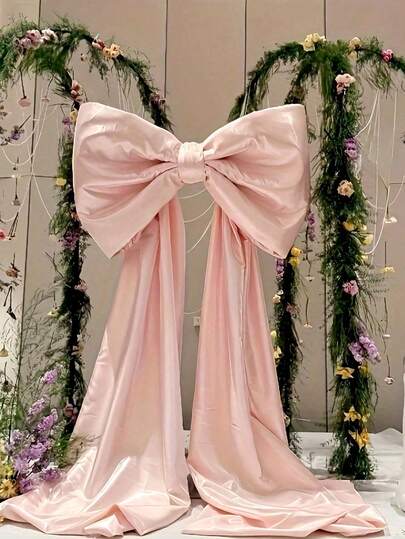 1pc Giant Pink Bow Background Decor,Pink Bow For Princess Birthday,Large Ribbon Tie Wall Hang Decor,Wedding Anniversary Birthday Party Backdrop Wall Decor,Pink Room Decor,Bedroom Decor,Suitable For Girls, Women, Home Decor Background, Bridal Shower Photo Backdrops,Graduation Party, Valentine's Day