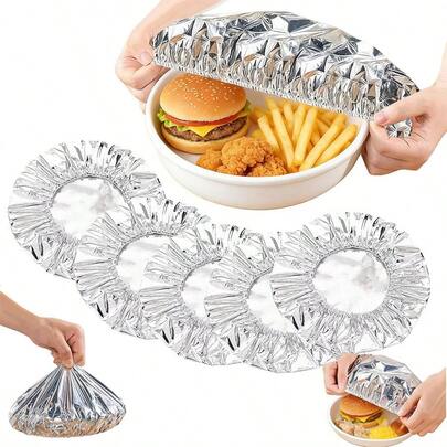 100pcs Aluminum Foil Insulation Covers For Kitchen & Dining Table - Reusable, Heat Retention Food Wraps For Picnics, Camping & Home Use, Camping Food Warmer Cover|Foodsafe Cover|Reusable Food Wrap Food Covers Cling Film Fridge Organizers Storage