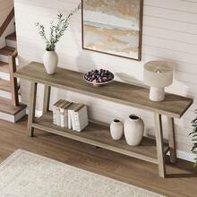 Beaully 70.8inch Long Farmhouse Entryway Tables, 2 Tier Rectangular Couch Table Behind Sofa, Accent Tables For Hallway, Entrance, Foyer, Living Room - Rustic Pear - View 5