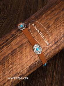 1 chiếc vòng cổ nhung phong cách Bohemian với mặt dây chuyền hình hoa bằng kim loại, kiểu dáng cao bồi miền Tây, thích hợp cho du lịch và đeo hàng ngày. - Kiểu 1 - Xem 2