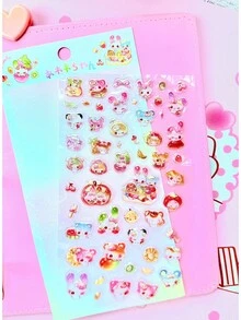 Adesivos 3D Brilhantes com Bolhas | Ideais para Celular/Ursinho de Pelúcia/Copo/Câmera, Doces e Descolados, Mágicos para Festas, Scrapbook Vintage - Multicolorido - Ver 10