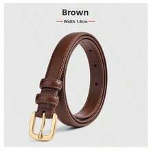 Minimalist Solid Color Casual Vintage PU Leather Belt For Women, Suitable For Jeans And Skirts, 1.8cm Width, Fall, Autumn, Halloween - Svart - Visa 7