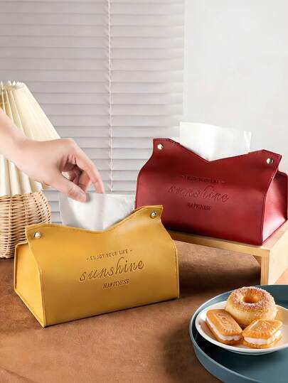 北欧风PU皮革纸巾盒，方便取用，便携式旅行纸巾盒，装饰收纳盒，多功能旅行纸巾容器，适用于办公桌、浴室、厨房、汽车、办公室、车载杯架等，大容量纸巾盒套，厨房必备，浴室装饰，房间装饰，家居装饰