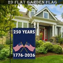 2D Flat, 1pc, 2D Flat, No Electricity Required, 250 YEARS 1776-2026 Linen Garden Flag With American Flag Pattern, Linen Material, Machine Washable And Durable For Outdoor Use, Suitable For Daily/Various Holiday Decorations, Applicable To All House - 30x45厘米/11.8x17.7英寸 - 查看 3