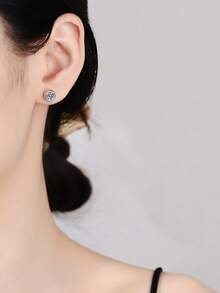 4pcs 925 Silver 2.5ct Moissanite Necklace, Bracelet, Earrings Set, Elegant Fashion Jewelry Suitable For Women's Daily Wear, Party, Vacation, Wedding Anniversary, Gift - 銀色 - 查看 3