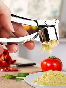 1pc Stainless Steel Garlic Press, Manual Garlic Chopper, Ginger Mincer, Kitchen Tool, Anti-Rust Professional Garlic Crusher, Easy To Squeeze And Clean, Vegetable & Fruit Tool, Kitchen Gadget, Home Essential, Creative Kitchen Tool - Multicolor - View 4