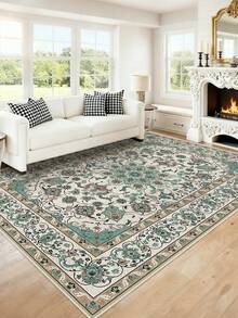 1pc Soft & Comfortable Plush Carpet, Multi-Size Rug For Living Room & Bedroom, Washable Floor Decor - Green - View 9