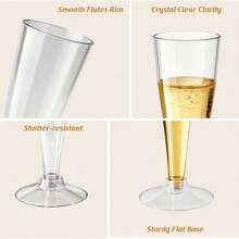 6/1 Set Reusable Transparent Plastic Champagne Glasses, 135ml Plastic Cocktail Cups, Suitable For Parties, Weddings And Large Celebrations - Multicolor - View 5