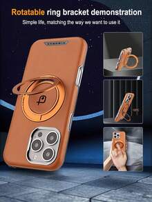 1 chiếc ốp lưng điện thoại bằng da có nam châm, chống rơi vỡ, bảo vệ toàn diện, phù hợp với Apple 16/15/14/13/12 Pro Max Plus, S23 24 25 Ultra, Mate 60 70 Pro Series, ốp bảo vệ điện thoại cao cấp dành cho doanh nhân. - màu nâu - Xem 10