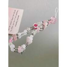 粉色花朵蝴蝶结手机挂绳，春季礼物 - 粉色 - 查看 7