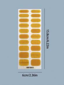 1 miếng dán móng tay màu vàng ấm phủ toàn bộ móng, với lớp nền màu vàng ấm bán trong suốt, được trang trí bằng các họa tiết hoa và đường kẻ mạ vàng tinh tế, bền lâu và chống mài mòn, thích hợp cho đi làm, hẹn hò và dã ngoại, mang lại vẻ rạng rỡ đầy sức sống cho đầu ngón tay. - Nhiều màu - Xem 8