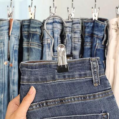 30 قطعة من مشابك الملابس عالية الجودة من الفولاذ المقاوم للصدأ، حوامل بنطلون معدنية قابلة للتعديل بمشابك، دبابيس غسيل بخطاطيف، مشابك ملابس محمولة للزينة والملابس الاحتفالية، حوامل تنانير بمشابك