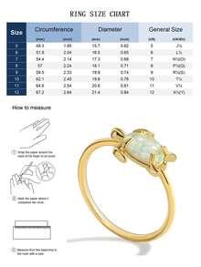 Charm-In Cute Turtle Design Opal Ring – Minimalist Gold Band, Perfect Birthday Or Anniversary Gift For Women - Gold - View 4