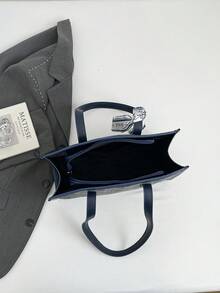 2026新款大容量围巾手提包，时尚单肩帆布通勤包 - 藍色 - 查看 4