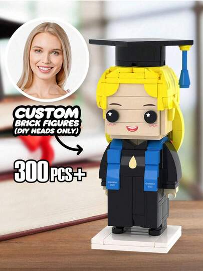 1pc Customized Building Block Figurine, Personalized Graduation Gift Building Block Figurine, 2026 Commemorative, Customized Head Building Block Figurine, Personalized Literary Bachelor Uniform Building Block Figurine, Suitable For Adults 14+ As Customized Mini Figurine Gift, Customized Building Block Figurine, Personalized Mini Building Block Set, Small Particle Photo Building Block Set