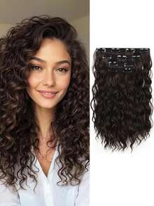 4-Piece Clip-In Hair Extension Set (11 Clips), 12-Inch Short, Soft & Natural-Looking Extensions (Curly/Wavy Style) – Suitable For Daily Wear, Halloween, And Christmas Parties - Multicolor - View 4