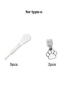 Cute Cat Paw Element Type-C Charging Port Dust Plug Set (2 Plugs + 5 Brushes) Adorable Type-C Device Accessories Spring Gift - Multicolor - View 6