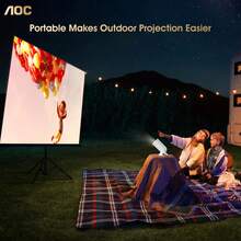 AOC Mini Projector With WiFi And Bluetooth, Portable Full HD 4K Projector With 180° Rotation Adjustment, 8000 Lumens, 220 ANSI Lumens, Automatic Keystone Correction, Home Projector For Phone/Laptop - White - View 9