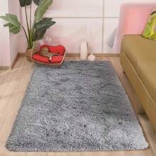 Alfombra de pelo largo y grueso, súper suave y cómoda, alfombra de pelo grueso antideslizante, adecuada para dormitorios, salas de estar, baños, dormitorios, decoración de habitaciones, artículos de cocina, reuniones familiares, San Valentín, fiestas de cumpleaños, decoración del hogar, decoración del dormitorio. - Gris plata - Ver 2