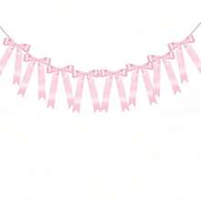 Pink Bow Floral Garland Decor, Pre-Strung Ribbon Hanging Ornament, Suitable For Birthday Party, Baby Shower, Wedding Party And Other Bow-Themed Events - Multicolor - View 12