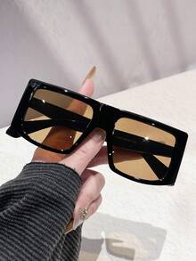 1 pieza Gafas de moda para hombre, nuevo marco cuadrado de alta calidad, versátil, estilo callejero, pasarela, uso diario, fiesta, salida, vacaciones - Multicolor - Ver 1