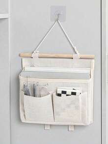 1pc White, Gray, Multifunctional Storage Bag, Can Be Hung On The Wall Storage Bag, Fabric Dormitory Hanging Bag, Bedside Storage Bag Hanging Bag, Dormitory Bed Student Hanging Bag - Multicolor - View 2