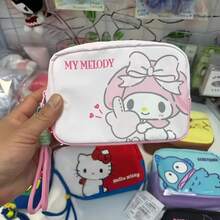 SANRIO Túi đựng mỹ phẩm hình mèo hoạt hình dễ thương, túi đựng đồ du lịch, túi đựng điện thoại, túi khóa kéo Melody dành cho bé gái - Xem 5